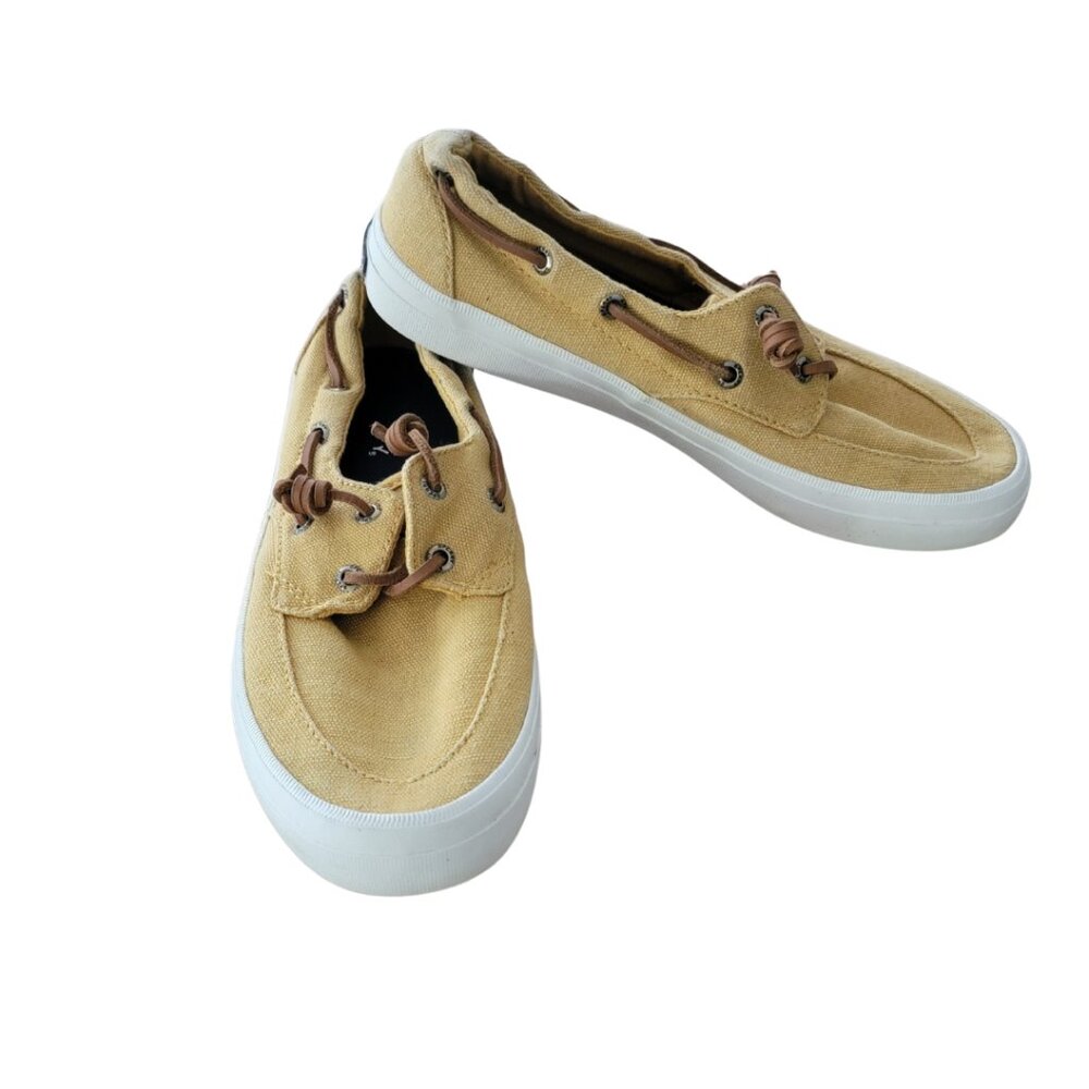 Sperry Crest Vibe Women's Yellow Canvas Slip On Loafer/ Boat Shoes